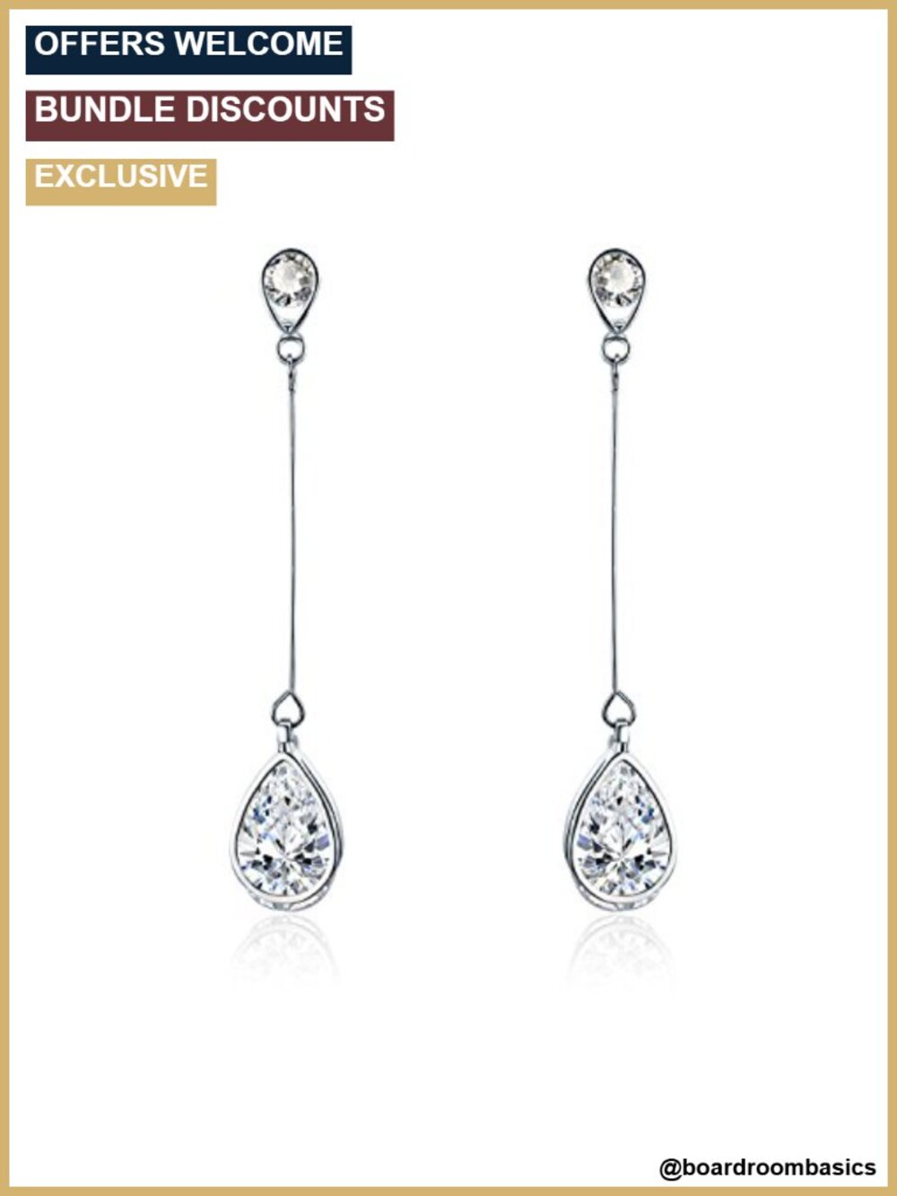 Platinum-Plated Cubic Zirconia Teardrop Dangle Earrings Women Wedding Bridal
